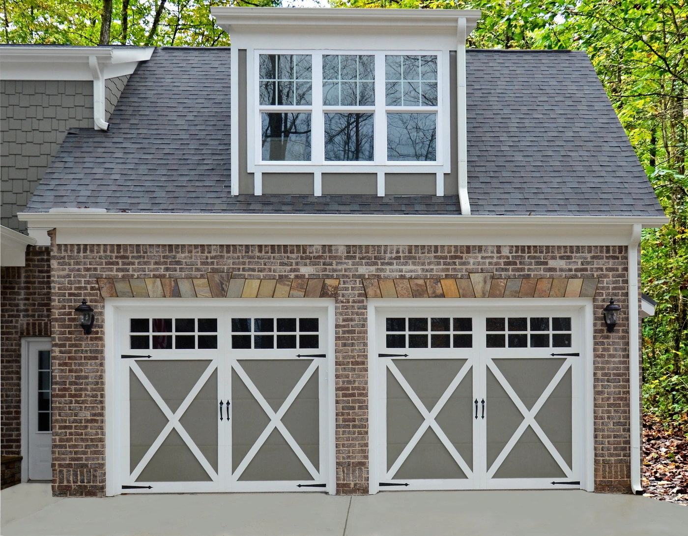 new garage roof repair on shingle gable roof