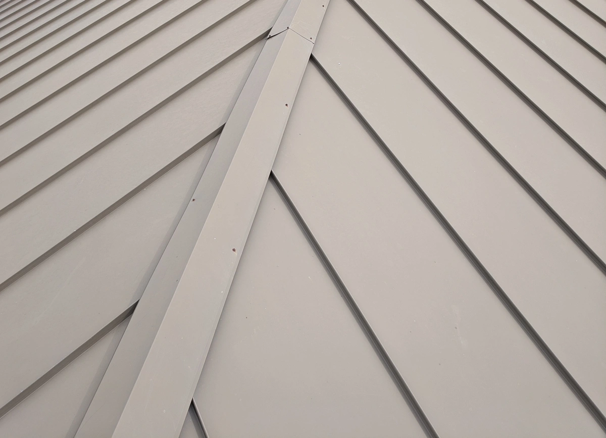 close up metal roofing