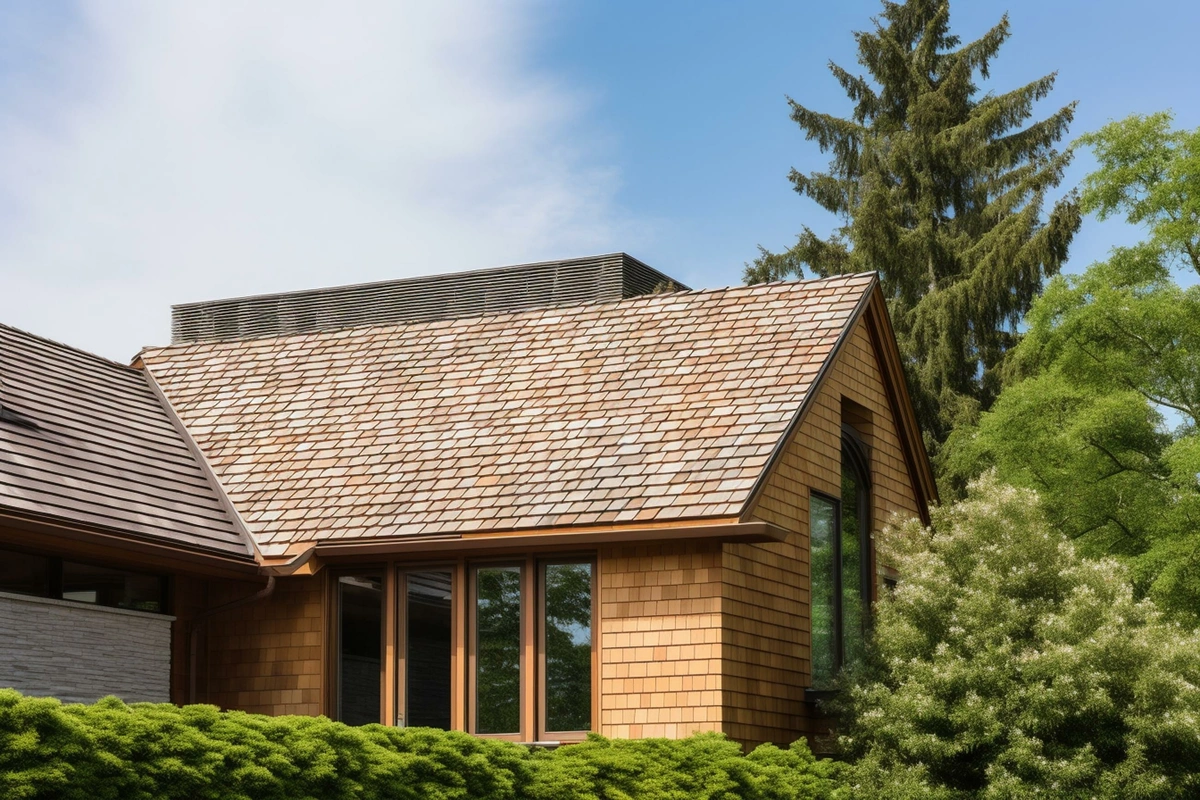 modern house with cedar shakes