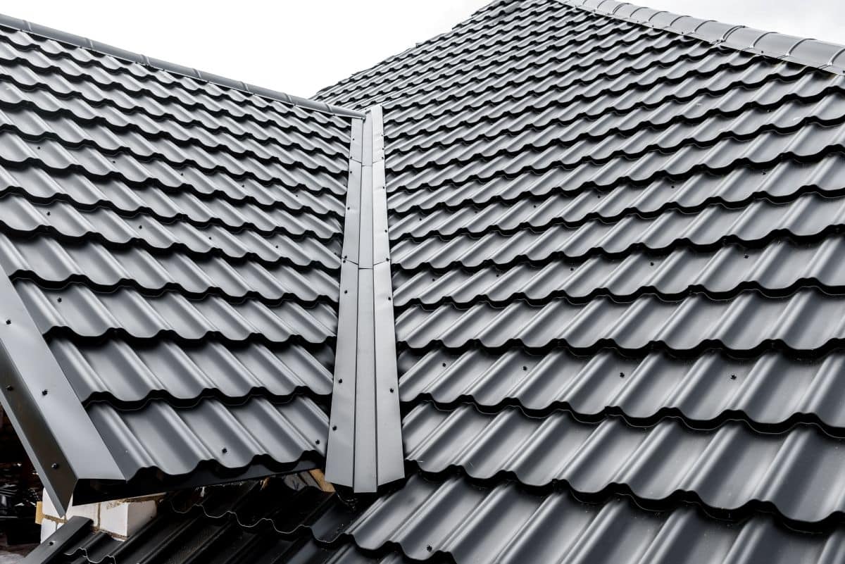 close-up metal tiles