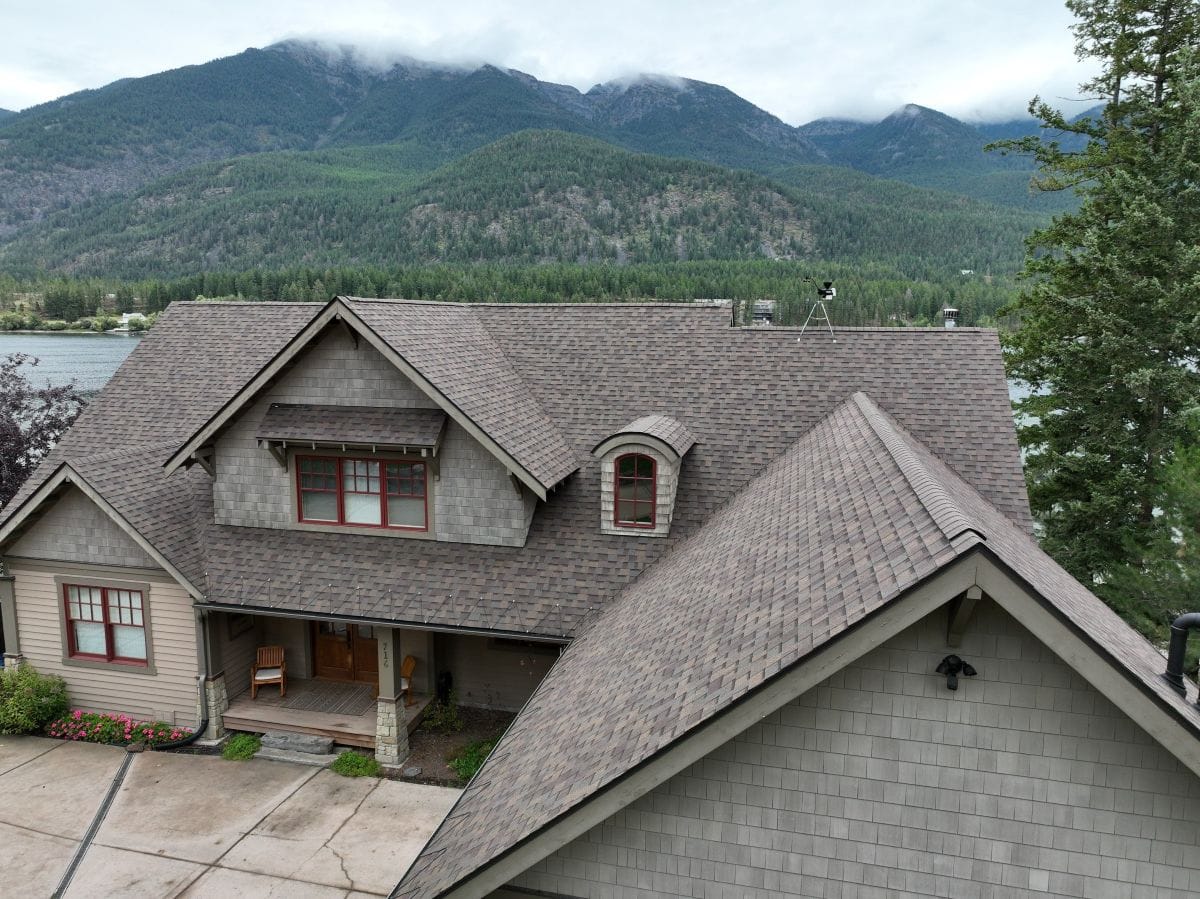 gaf shingle reviews Montana Roofing project charcoal big house
