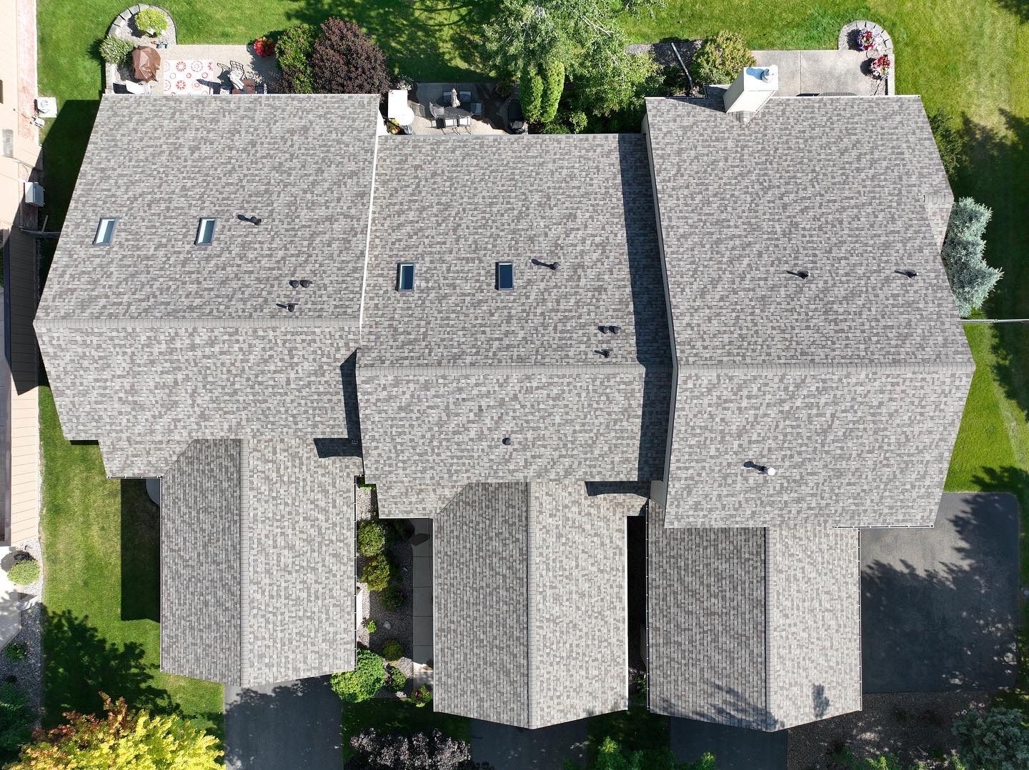 aerial view of an asphalt shingle roof